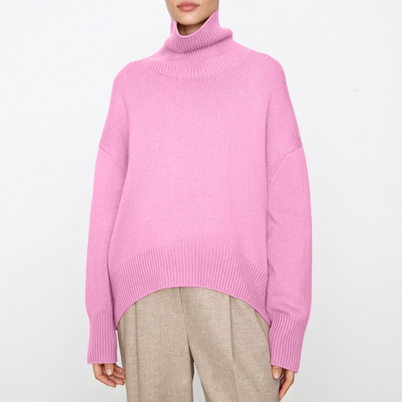 Cozy Oversized Winter Knit Turtleneck Sweater