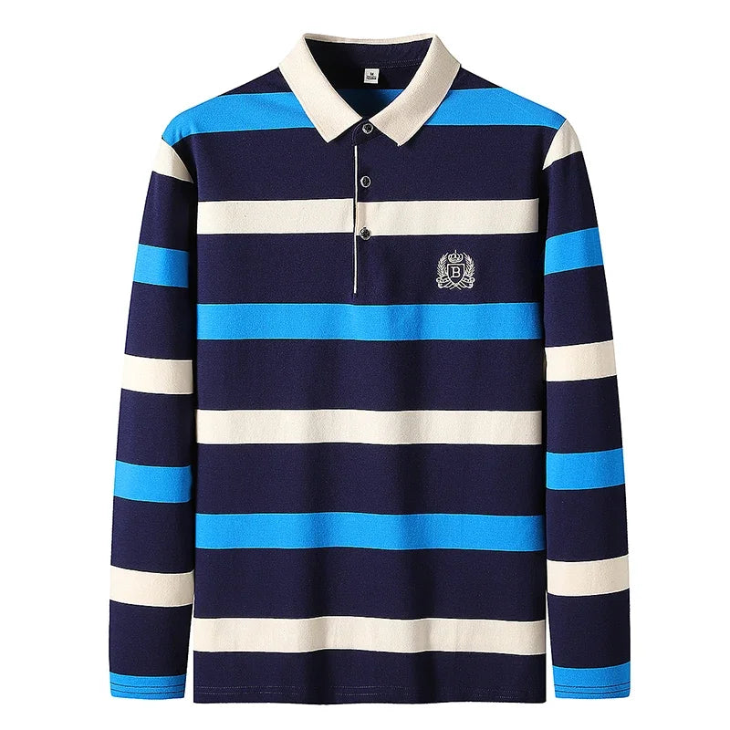 Classic Men's Striped Polo Cotton Shirt
