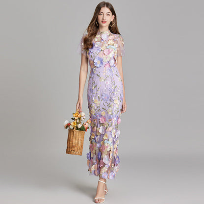 Marivelle – Elegant Embroidered Sheer Maxi Dress