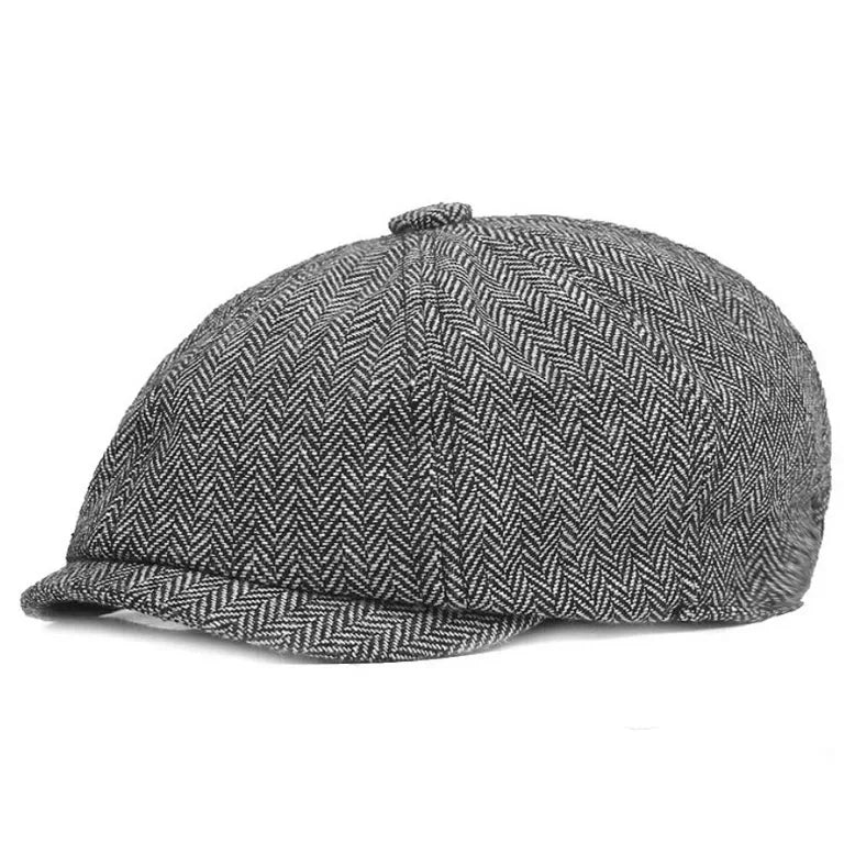 Classic Wool Newsboy Flat Cap - Traditional Unisex Hat