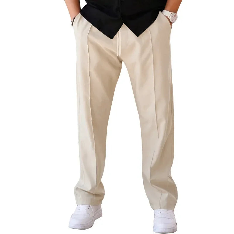 Comfortable Fit Straight Leg Pants with Elastic Waist