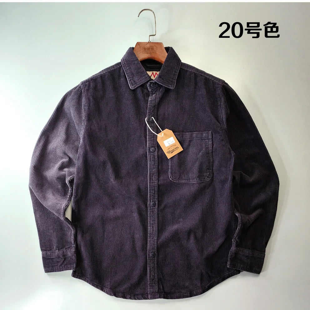 Classic Casual Corduroy Shirt for Men - Cotton Long Sleeve