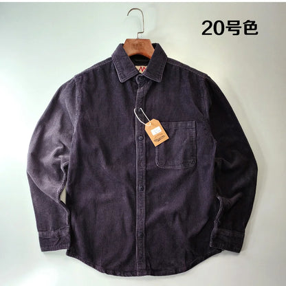 Classic Casual Corduroy Shirt for Men - Cotton Long Sleeve