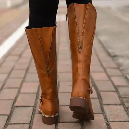 Isla Knee-High Boots | Buckled Lug Sole Boots