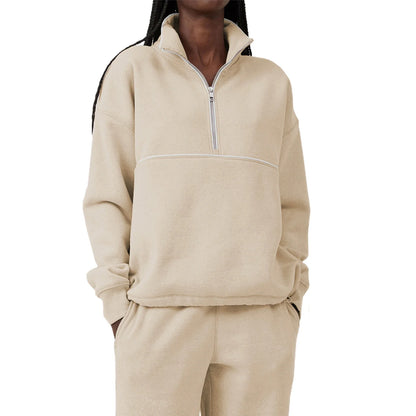 Casual Oversized Half Zip Sweatshirt – Comfortable Long Sleeve