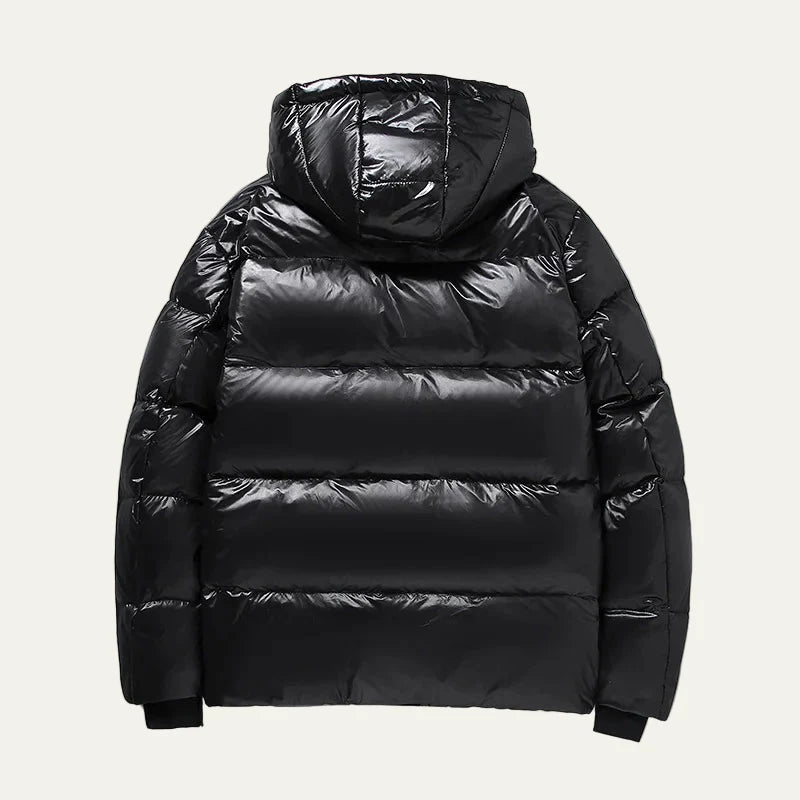 Men’s Glossy Hooded Warm Puffer Jacket