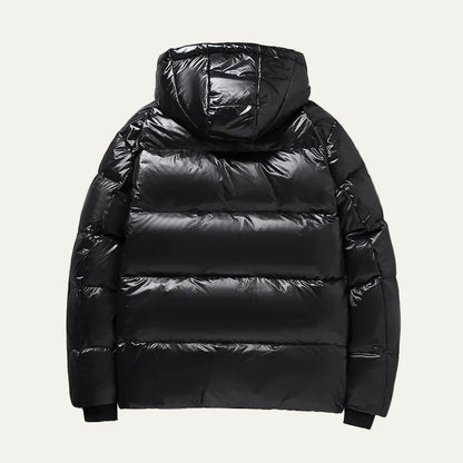 Men’s Glossy Hooded Warm Puffer Jacket
