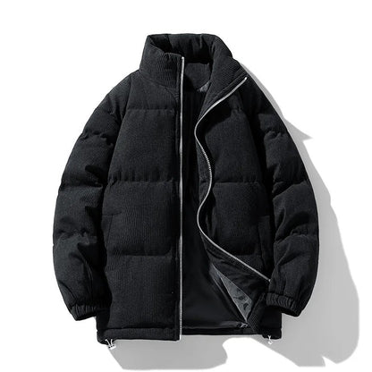Arthur Corduroy Relaxed Fit Puffer Jacket | Stand Collar Padded Jacket