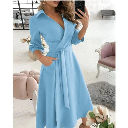 Elegant Long Sleeve Wrap Dress