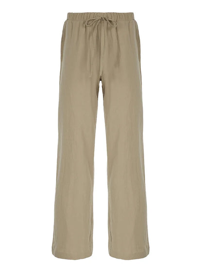 Comfortable High Waist Wide Leg Linen Pants with Pockets