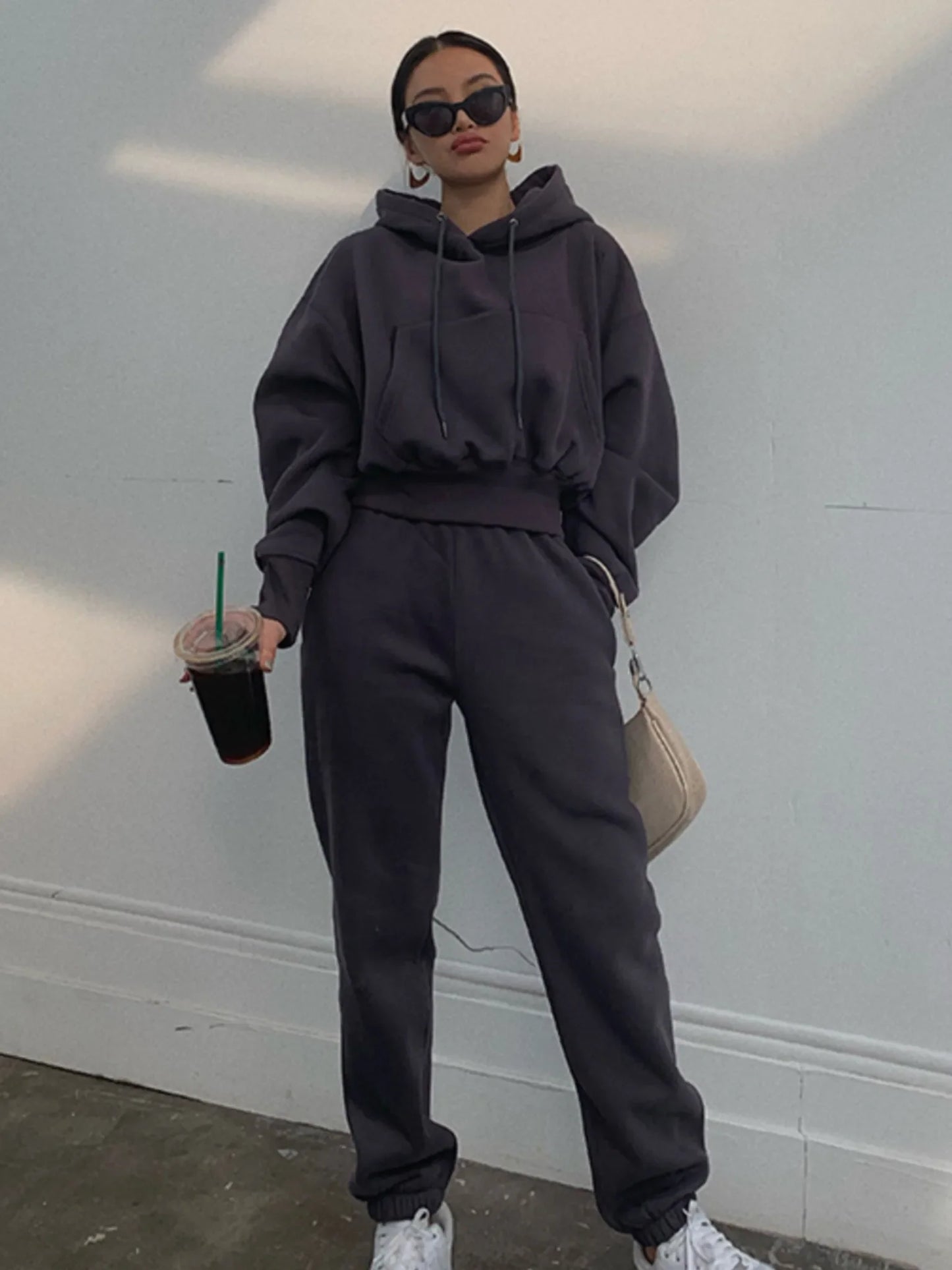 Warm Fleece Hoodie and Pant Set for Women
