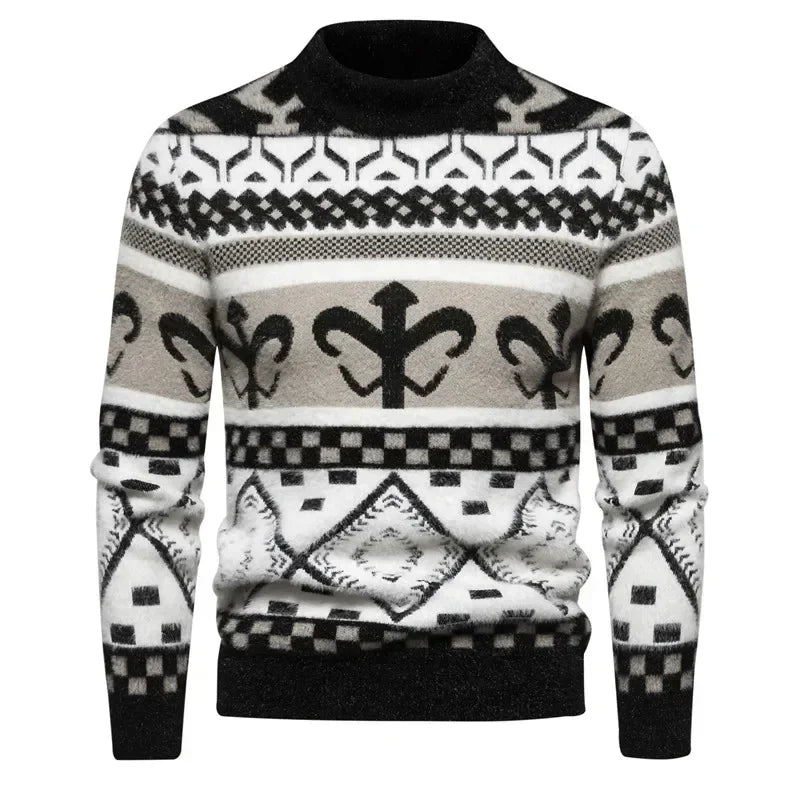 Fake Fur Crew Neck Sweater Men