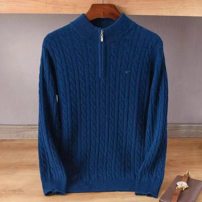 Classic Crew Neck Zip Sweater