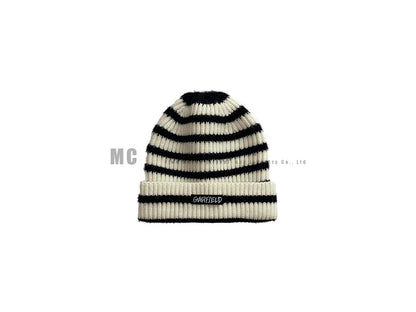 Warm Winter Beanie Hat with Hood and Striped Pattern