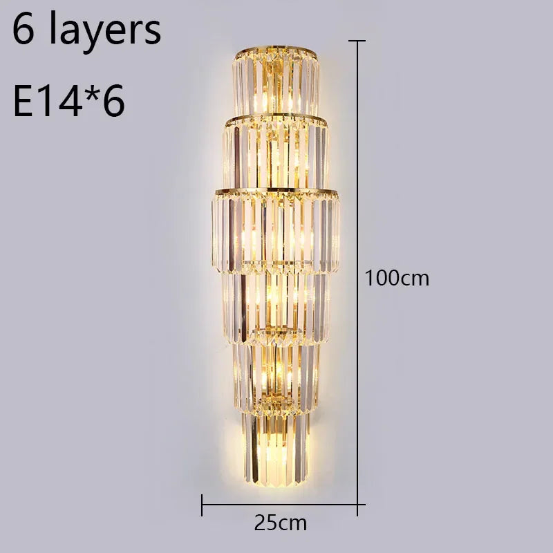 Sparkling Crystal Column Wall Light With Soft Glow