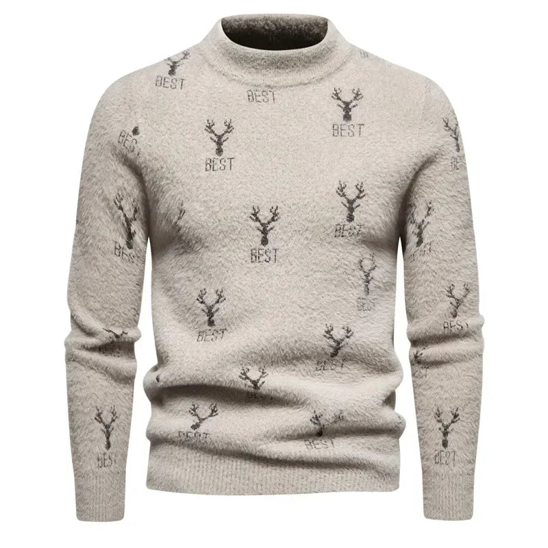 Fake Fur Crew Neck Sweater Men