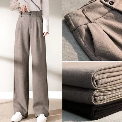Comfortable Fit Wool Straight Leg Pants - BritishElegance