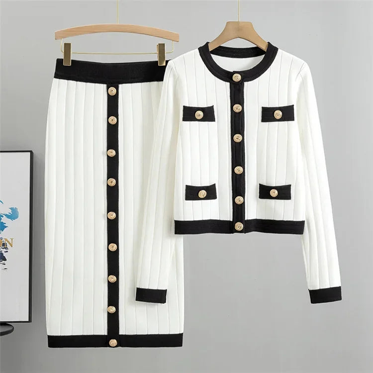 Classic Ladies Knit Co-ord Set for Spring - BritishElegance