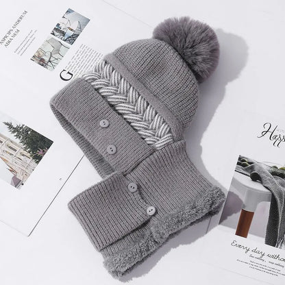 Soft Fuzzy Pom Pom Beanie Hat