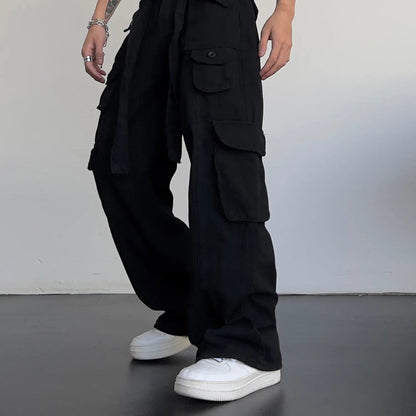 Comfortable Black Straight Leg Cargo Pants for Men