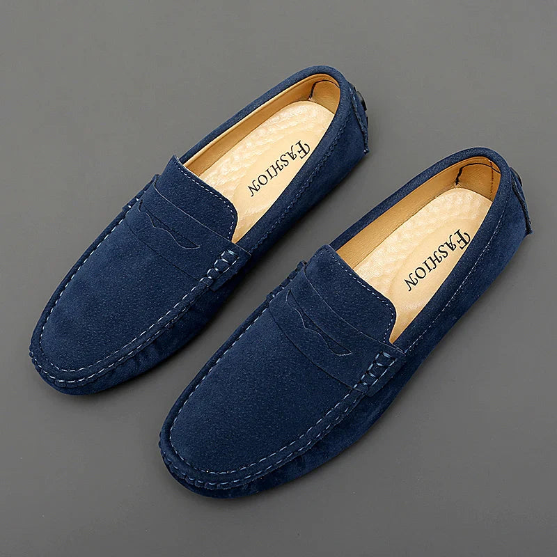 Comfortable Suede Leather Slip On Shoes - BritishElegance