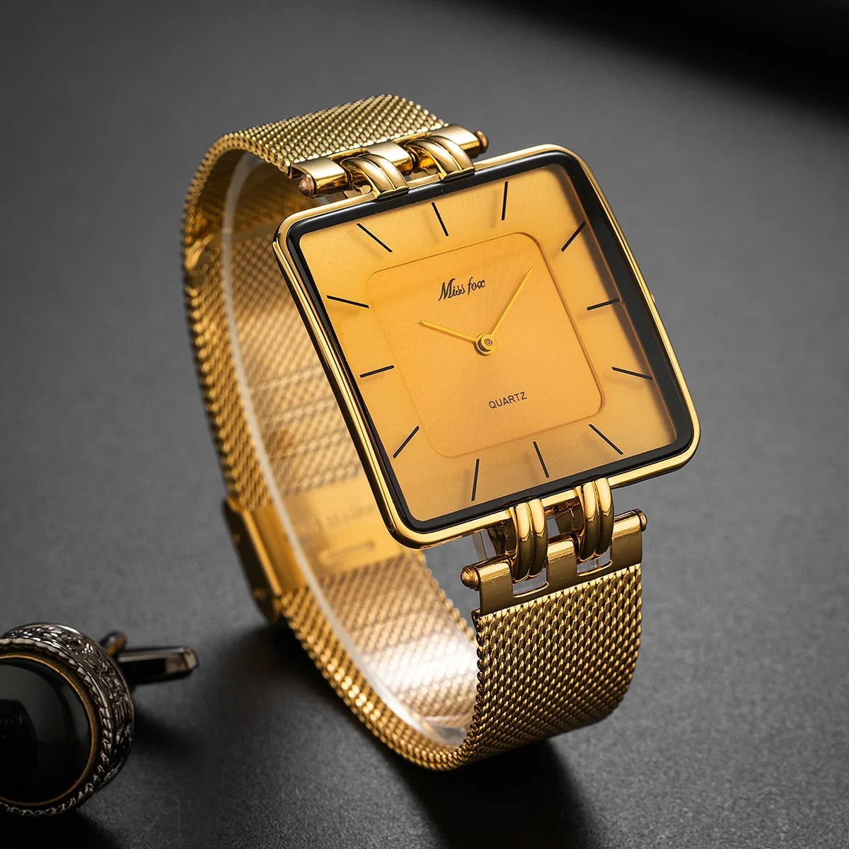 Isla Square Mesh Band Wristwatch | Adjustable Fit Solid Wristwatch