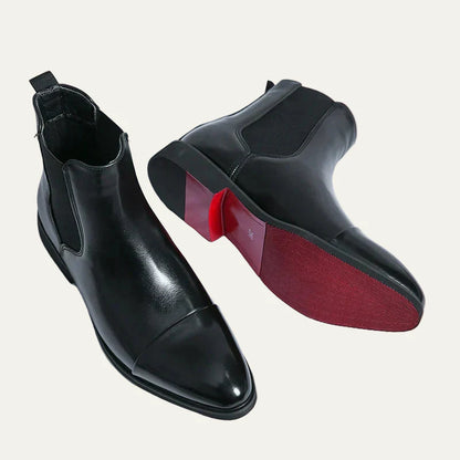 Men’s Polished Leather Cap Toe Chelsea Boots