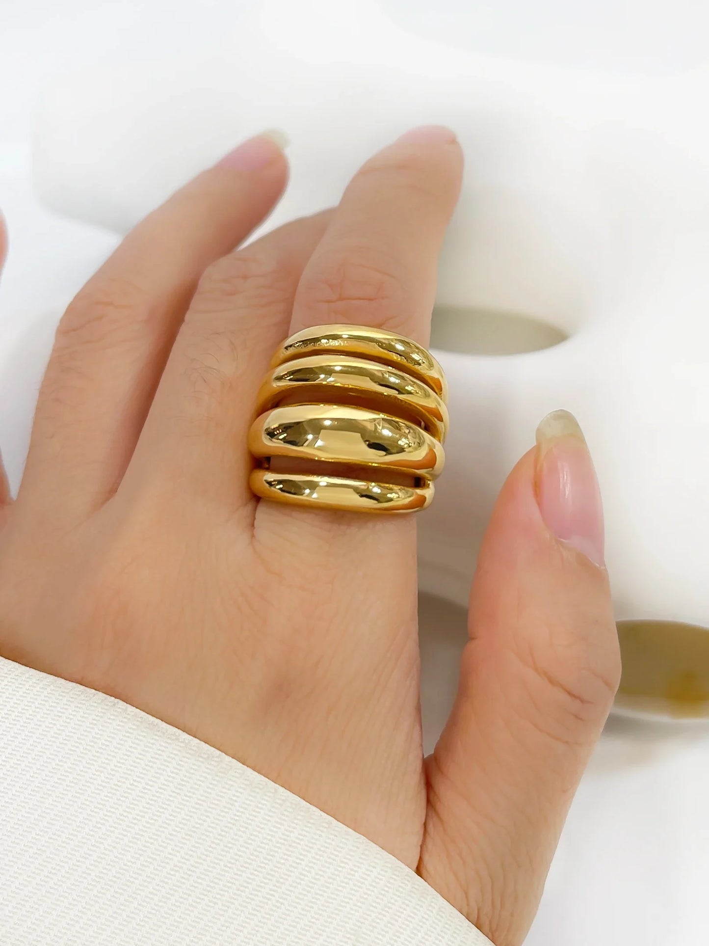 Luxury Gold Tone Fashion Statement Ring
