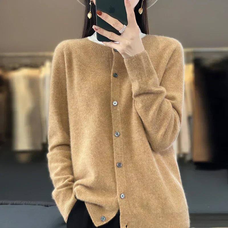 Soft Women's Open Front Wool Cardigan Sweater