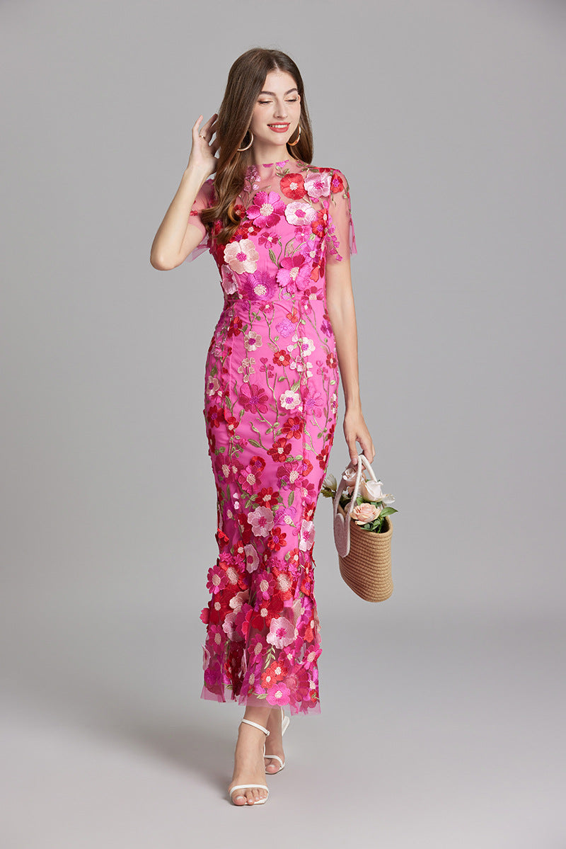 Marivelle – Elegant Embroidered Sheer Maxi Dress