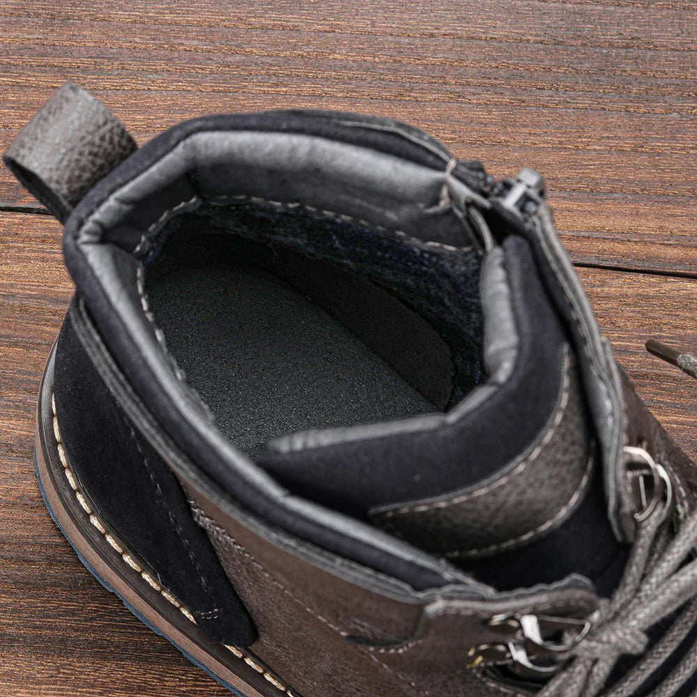 Durable Leather Boots Outdoor - Orthopedic boots with side zip