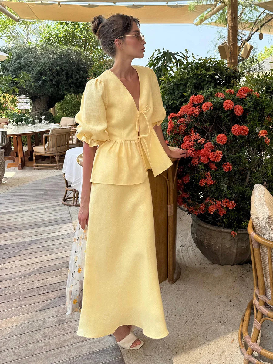 Floral Ruffled Off Shoulder Dress Set - BritishElegance