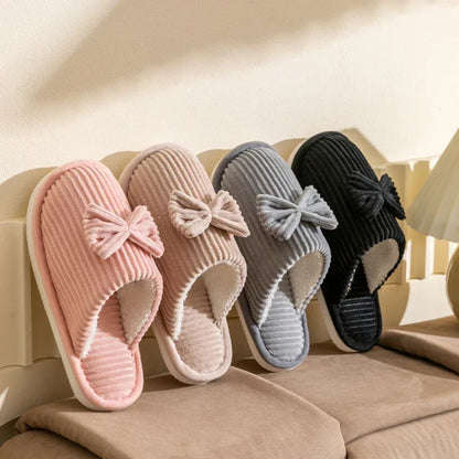Cozy Slippers with Bow Detail