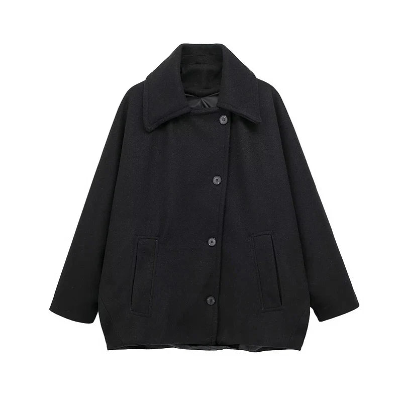 Large Synthetic Wool Parka Coat