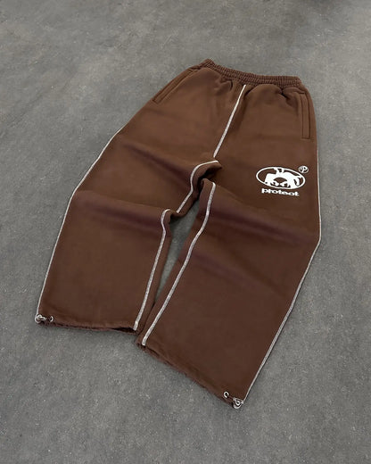 Casual Embroidered Baggy Sweatpants – Retro Wide Leg Pants