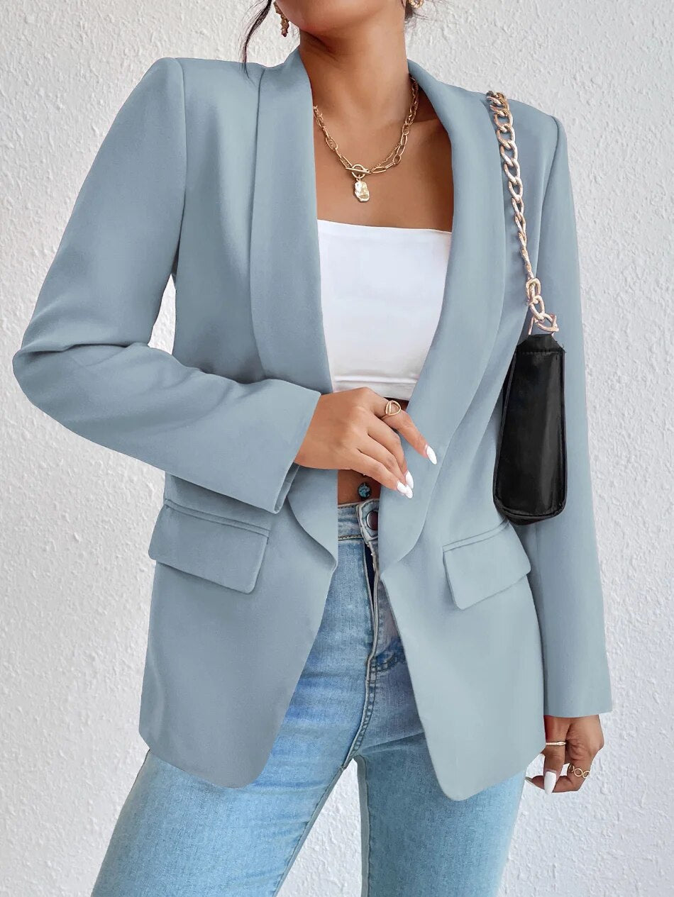 Women's Chic Fit Open Front Jacket with Pockets