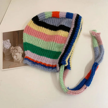 Fashionable Striped Fleece Earmuffs for Ladies