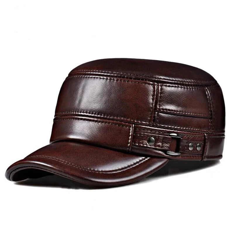 Classic Wool Faux Leather Winter Hat - BritishElegance