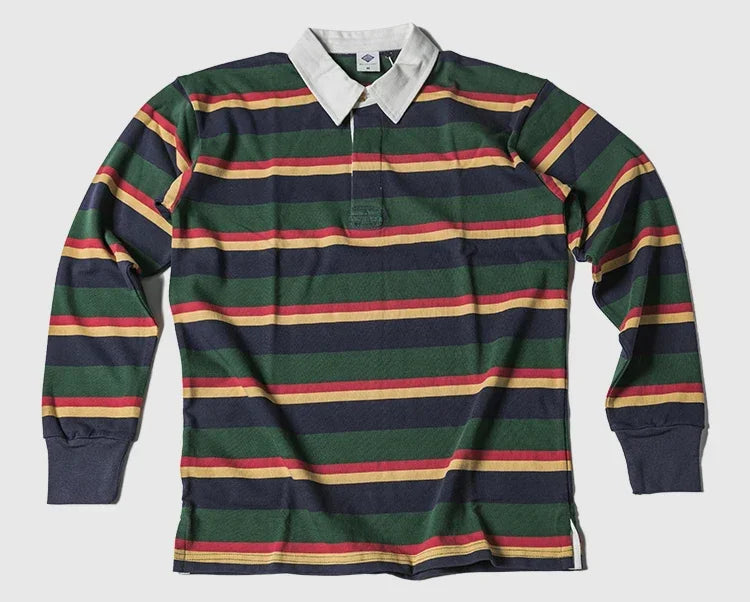 Classic Striped Preppy Polo Shirt Men's Long Sleeve Tee