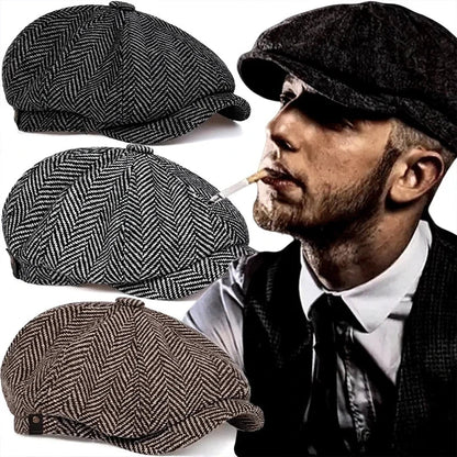 Classic Wool Newsboy Flat Cap - Traditional Unisex Hat - BritishElegance