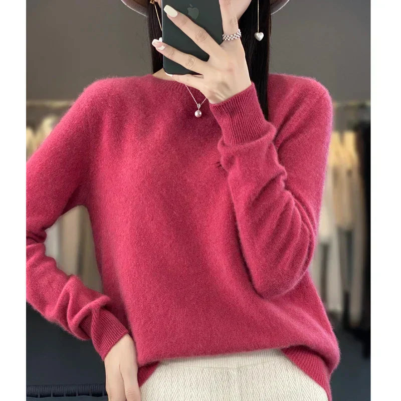 Soft Women's Pure Wool Crew Neck Sweater
