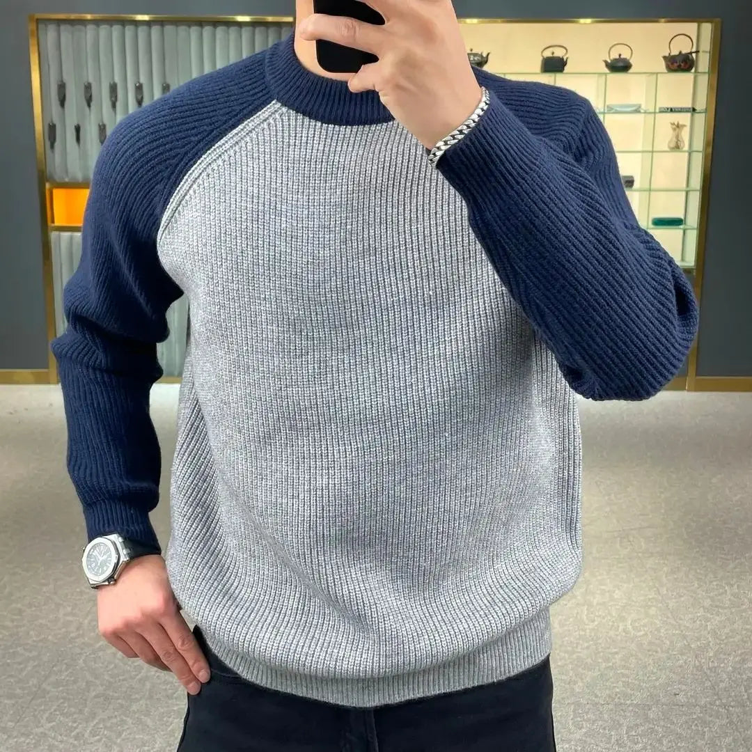 Multicolored Crew Neck Mens Sweater - BritishElegance