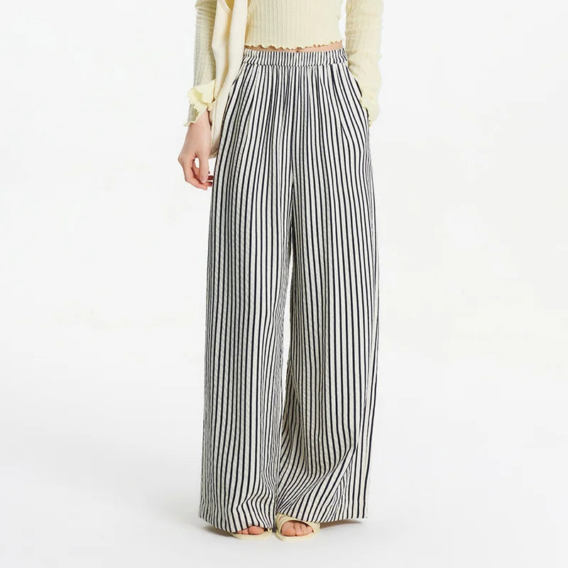 Comfortable Striped Loose Fit Palazzo Pants