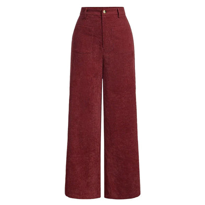 Classic High Waisted Wide Leg Women's Pants with Pockets