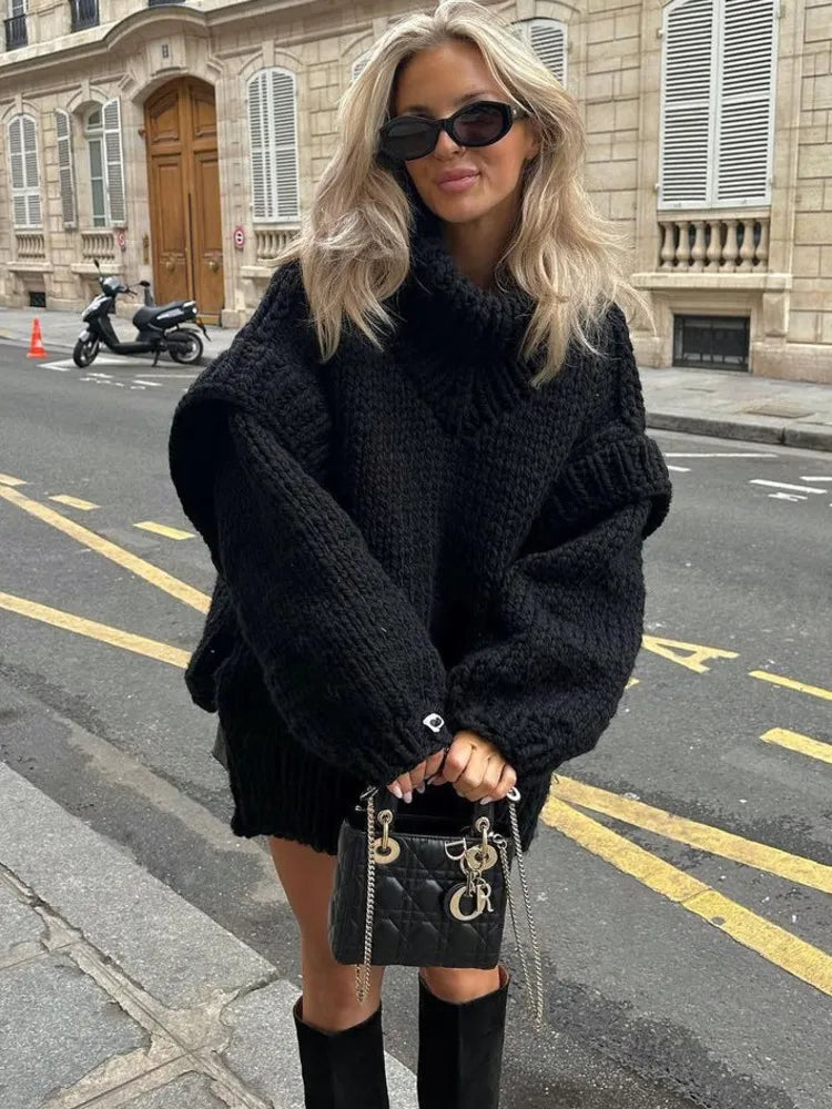 Comfy Women's Large Knitted Sweater Dress - BritishElegance