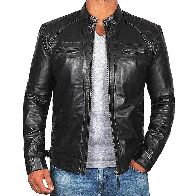 Leather Men's Motorcycle Jacket - BritishElegance