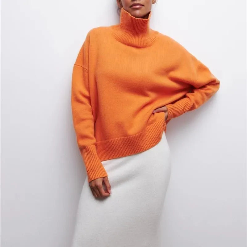 Warm Oversized Crew Neck Knit Sweater