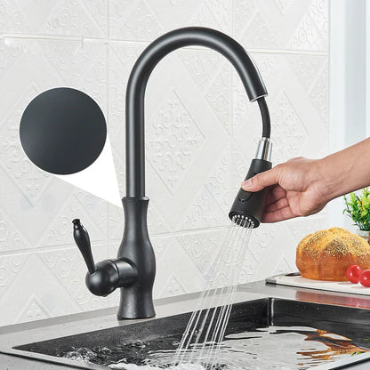 Shine Gold Kitchen Faucet With Pull Out Spray