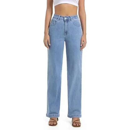 Comfortable Fit White Stretchy Straight Jeans