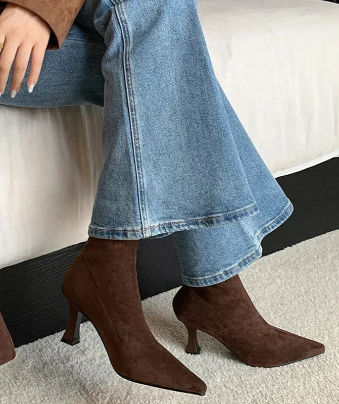 Ladies High Heel Ankle Boots - BritishElegance